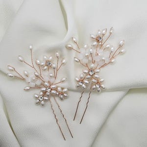 Pearl Bridal and Crystal Hair Pins | Elegant Wedding Hair Accessories | Bridal Hair Accessories | White Crystal and Pearl Hair Pearl Set