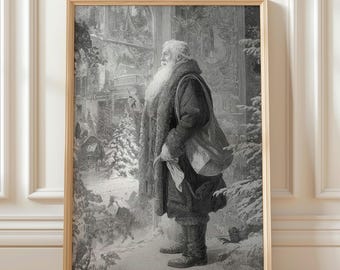 Vintage Santa Claus Art Print – Retro Christmas Illustration