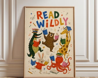 Nyckfull barnkonst, Läs vilt design | Djurillustration | Pedagogisk poster