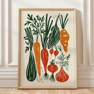 Colorful Vegetable Wall Art Print, Hand Drawn Root Veggie Illustration for Kitchen Decor, Farm to Table Inspired Poster for Food Lovers