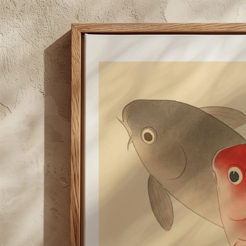 Japanischer Koi-Kunstdruck im Holzschnittstil von Ohara Koson | Archivpapier | Verschiedene Größen Bild 6