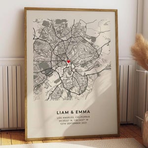 Impresión de mapa personalizada, regalo de aniversario personalizado, dónde nos conocimos