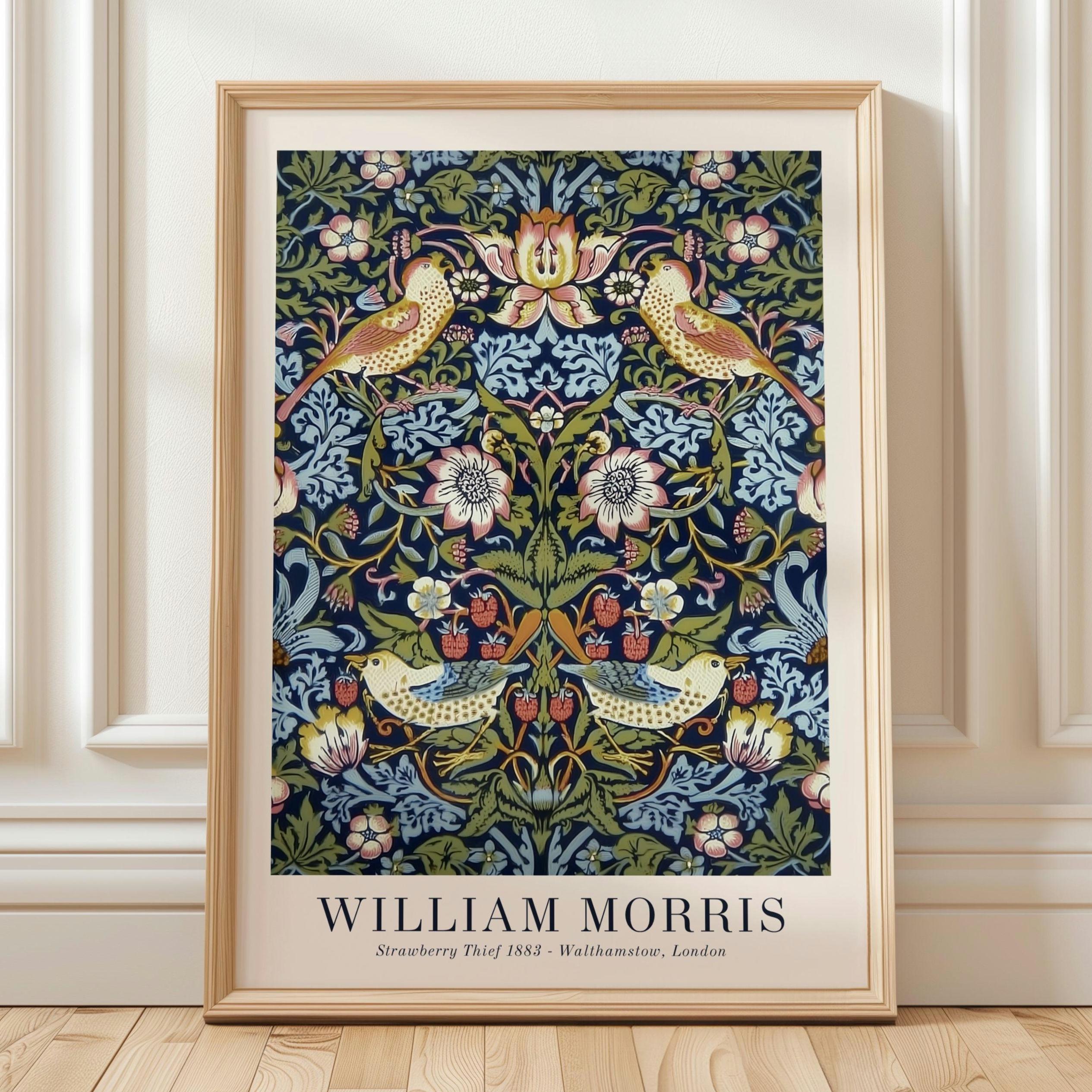 William Morris Print: Strawberry Thief Birds and Flowers - Arts
