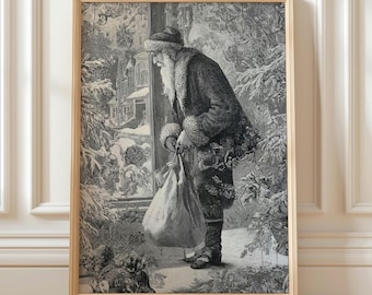 Vintage Santa Claus Art Print – Retro Christmas Home Decor