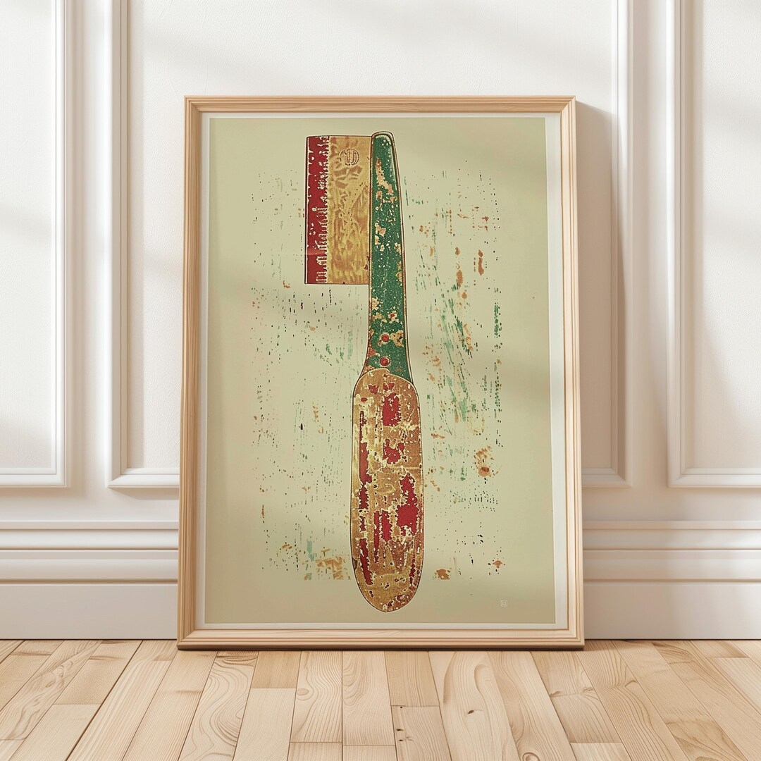 Vintage Cleaver Wall Art Print, Rustic Butcher Knife Illustration With ...