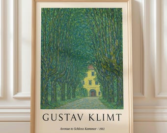 グスタフ・クリムト作「アッター湖畔の城 IV」額入りアールヌーボー