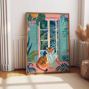 Toile Tigre tropical, inspirée de Matisse | Affiche murale inspirée d'Henri | Format A4 (40 x 50 cm)
