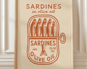 Retro Sardinen Küchen Kunstdruck - Vintage Food Poster