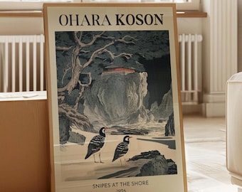 Ohara Koson Bird Art Print – Japanese Woodblock, Snipes at the Shore