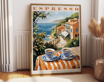 Retro Coffee Poster, Italian Espresso Print | Kitchen Wall Art