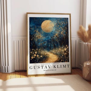 Gustav Klimt Poster, Moonlit Path, Klimt Art Nouveau Print, Nature Art, Gustav Klimt, Wall Decor, Floral Art, Gift Idea, Art Gift