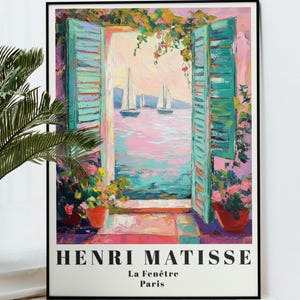 Affiche murale Voilier, inspirée d'Henri Matisse | Décoration côtière pastel | Plusieurs tailles