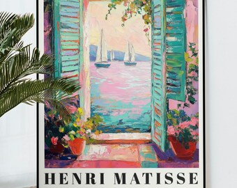 Sailboat Wall Print, Henri Matisse Inspired | Pastel Coastal Decor | Multiple Sizes