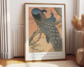 Two Peacocks Art Print - Vintage Ohara Koson Japanese Woodblock