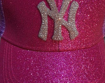 NY Yankees Swarovski Crystal Hat, Black Roses Bling - Etsy display picture 1