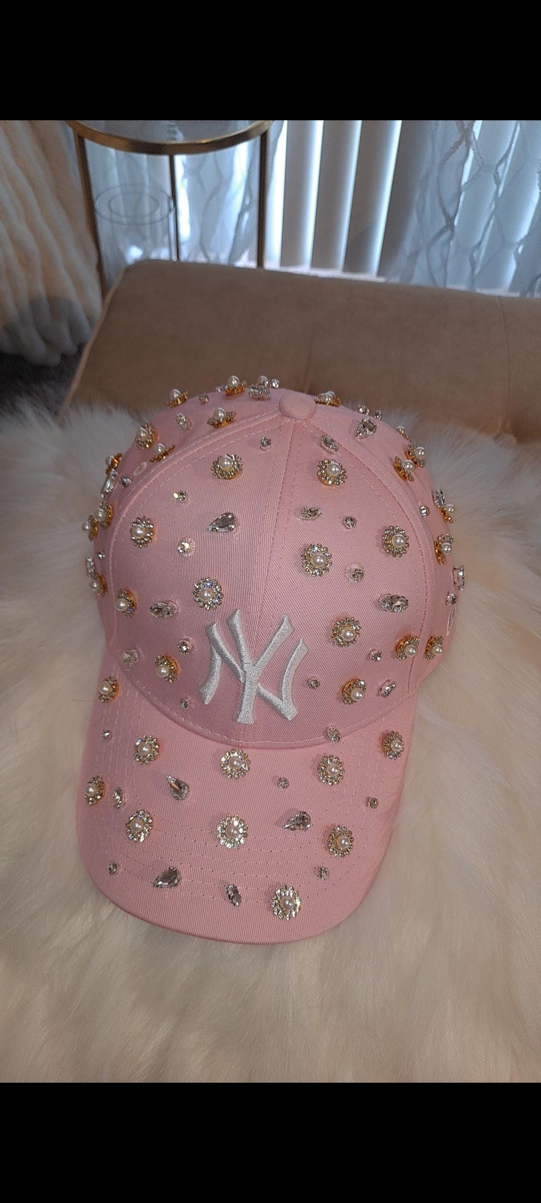 Bling Hat: Adjustable Rhinestone & Pearl Embellished Cap - Etsy