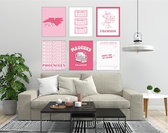 Pink Elon Universität Drucke | Wandkunst | College Drucke | Elon | Wohnheim Dekor | Rosa
