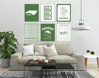 Grüne Elon Universität Drucke | Wandkunst | College Drucke | Elon | Wohnheim Dekor