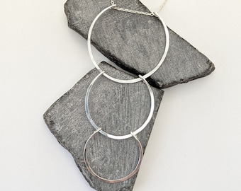 Layered Circle Necklace, Silver Open Circle Necklace, Hammered Semi-Circle Necklace, Cascading Arch, Supernova Necklace