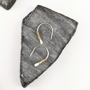 Hand-Forged Sterling Silver Horseshoe Earrings with 14k Gold Wire