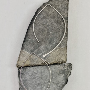 Hammered Sterling Silver Petal Threader Earrings: Minimalist Open Hoops