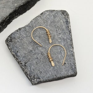 Hand-Forged Gold Horseshoe Threader Earrings: 14k Gold Fill