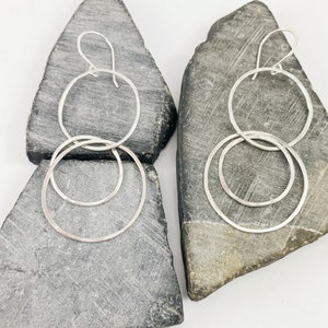 Hand Forged Sterling Silver Interlocking Circle Earrings