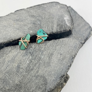 Rose Gold Filled Turquoise Stud Earrings: Handmade Stone Jewelry
