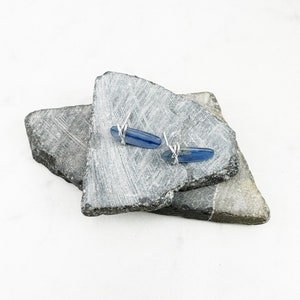 Handmade Kyanite Sterling Silver Stud Earrings: Lightweight Gemstone Jewelry