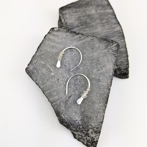Sterling Silver Horseshoe Threader Earrings: Minimalist Silver Wrap Hoops
