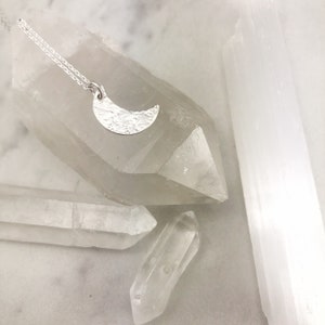 Silver Crescent Moon Necklace: Dainty Boho Charm