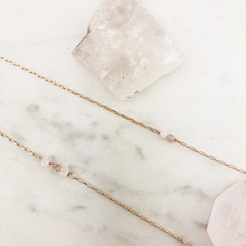 boho necklace rose gold necklace Handmade Rose Gold and Rose Quartz Pendant stone pendant gemstone necklace healing stone