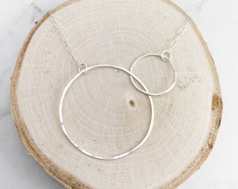 Handmade Sterling Silver Interlocking Circle Necklace: Avant-Garde Infinity Pendant
