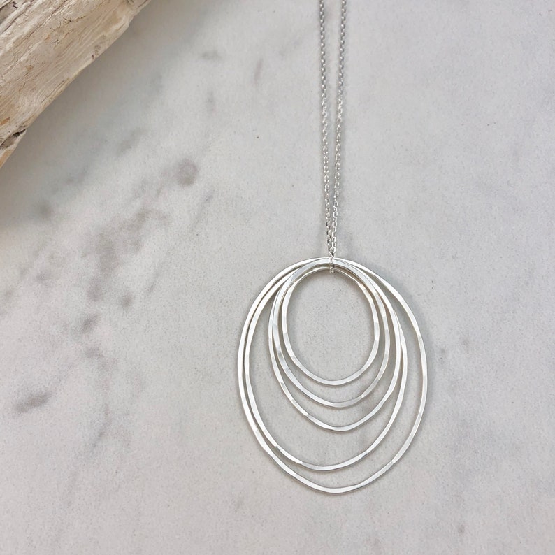 Sterling Silver Five Circle Necklace Hammered Circle Etsy