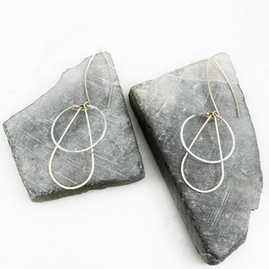 Hand Forged Art Deco Mixed Metal Hoop Earrings: Sterling Silver & 14k Gold Fill