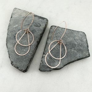 Art Deco Rose Gold Hoops, Bohemian Teardrop Hoops, Hammered Teardrop Earrings, Teardrop Earrings, Rose Gold Hoops, Hoop Earrings, Rose Gold