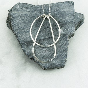 Silver Art Deco Necklace: Hammered Sterling Geometric Pendant