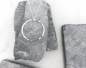 Small Sterling Silver Karma Necklace, hammered necklace, minimalist necklace, eternity necklace, dainty circle necklace, everyday necklace