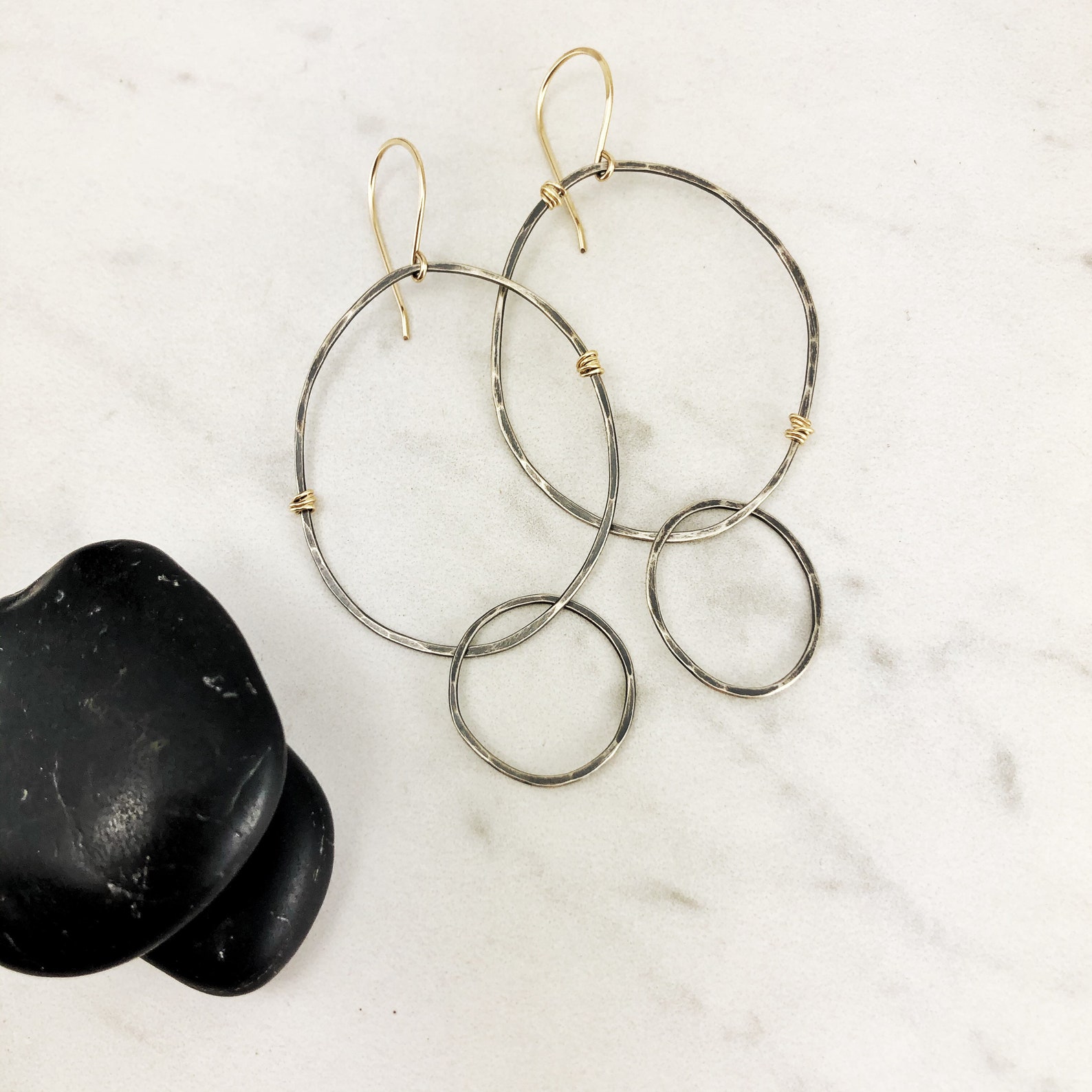 Silver & Gold Interlocking Circle Earrings open hoop Etsy Italia