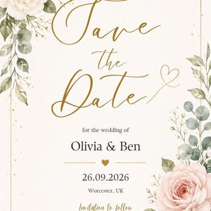 Modello per annunciare la data del matrimonio / Elegante design floreale per matrimoni