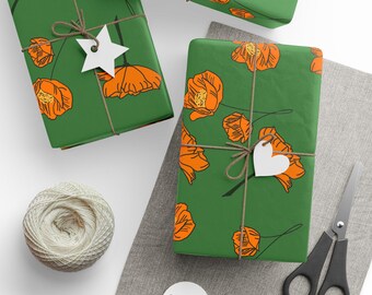 Geschenkverpackung mit Mohnblumenmuster, umweltfreundliches 90 g / m² Papier
