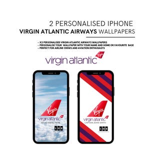 Fonds d'écran personnalisés Virgin Atlantic Airways pour iPhone - Nom personnalisé, aéroport (téléchargement numérique)