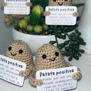 Patrón de crochet PDF + Carteles con mensajes - Amigurumi Patata Positiva - 3 archivos - Decargable - Regalo hermoso - Principiantes, fácil