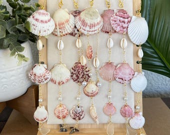 Ocean Inspired Car Charm | Seashell, Sea Glass, Shark Teeth Rearview Mirror Hanger | Coastal Car Accessories