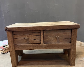 Rustic Reclaimed Oak Nightstand / Handmade Solid Oak Bedside Table / Wooden Side Table with Drawers