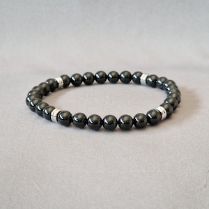 Black tourmaline bracelet mens bead bracelet protection bracelet