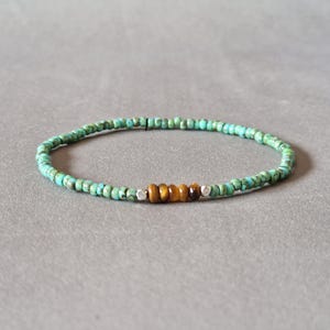Pulsera turquesa con ojo de tigre, pulsera de cuentas para hombre, regalo para hombre, joyería turquesa