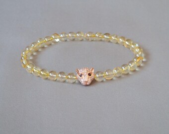 Armband citrien met bedel zirkonia, echte citriensieraden, cadeau voor vrouw