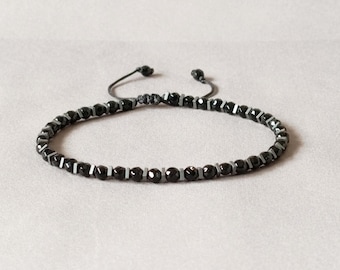 Pulsera ajustable de cuentas de ónix para hombre