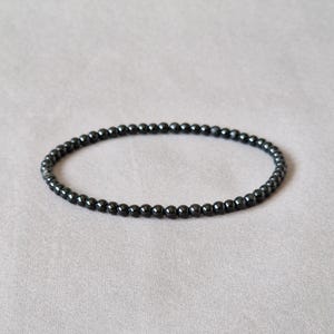 Pulsera de turmalina negra lisa, joyería de turmalina negra, pulsera de cuentas para hombres